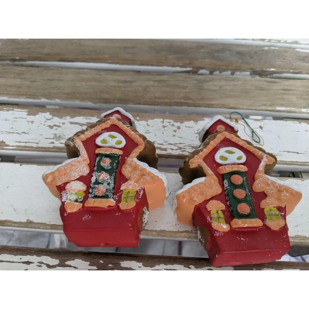 Red gingerbread ornament Xmas holiday tree set 2